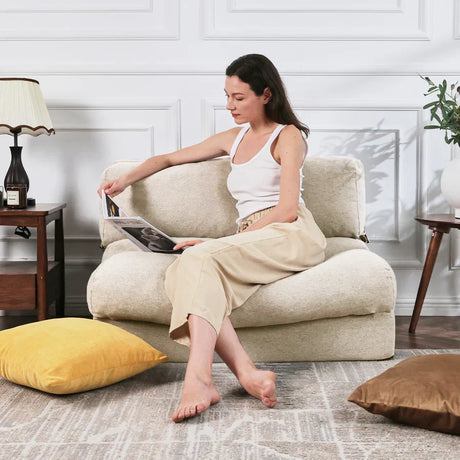 A women read on sofa bed