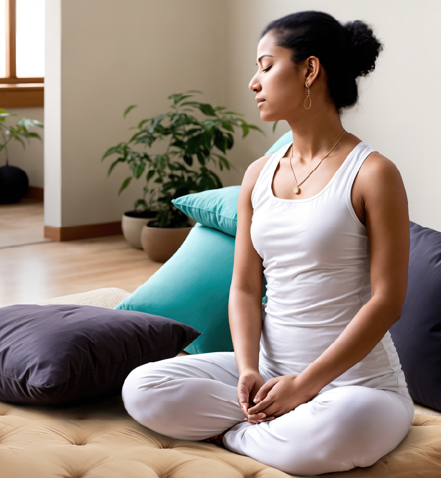 a woman sit on zonli floor mattress