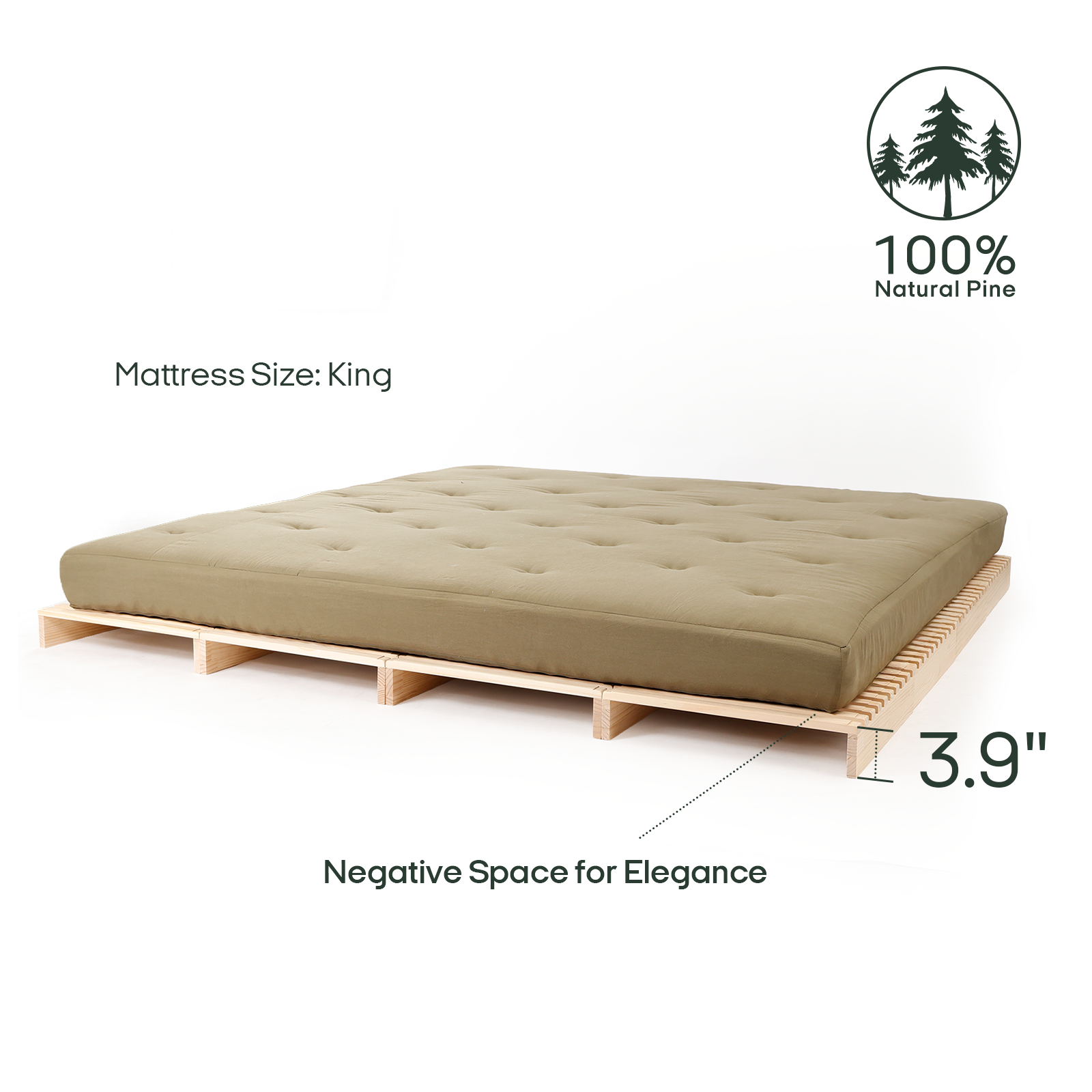 Natural Solid Wood Modular Bed Frame