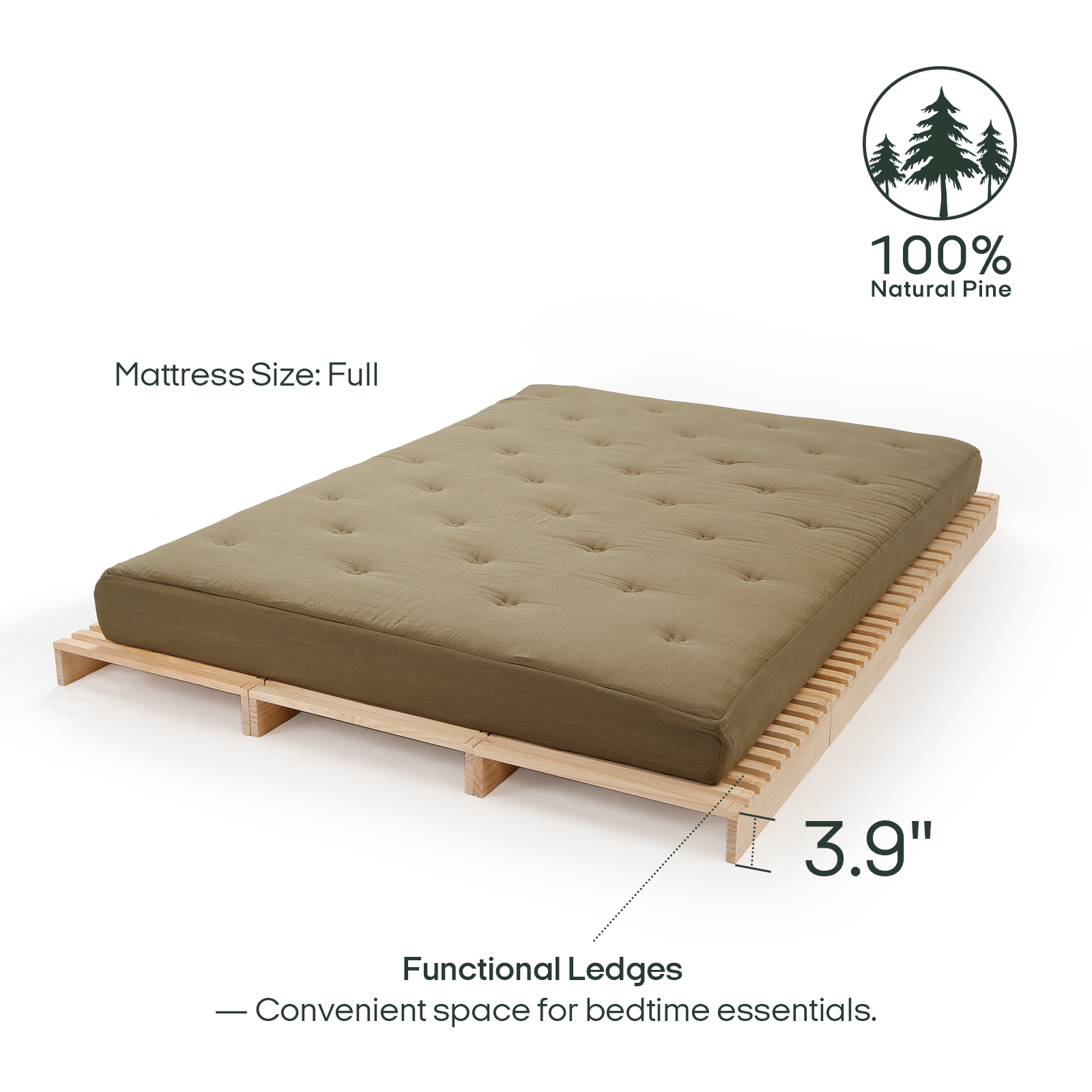 Natural Solid Wood Modular Bed Frame