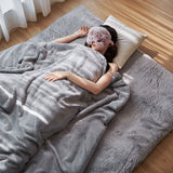 sleep with faux fur balnket and futon