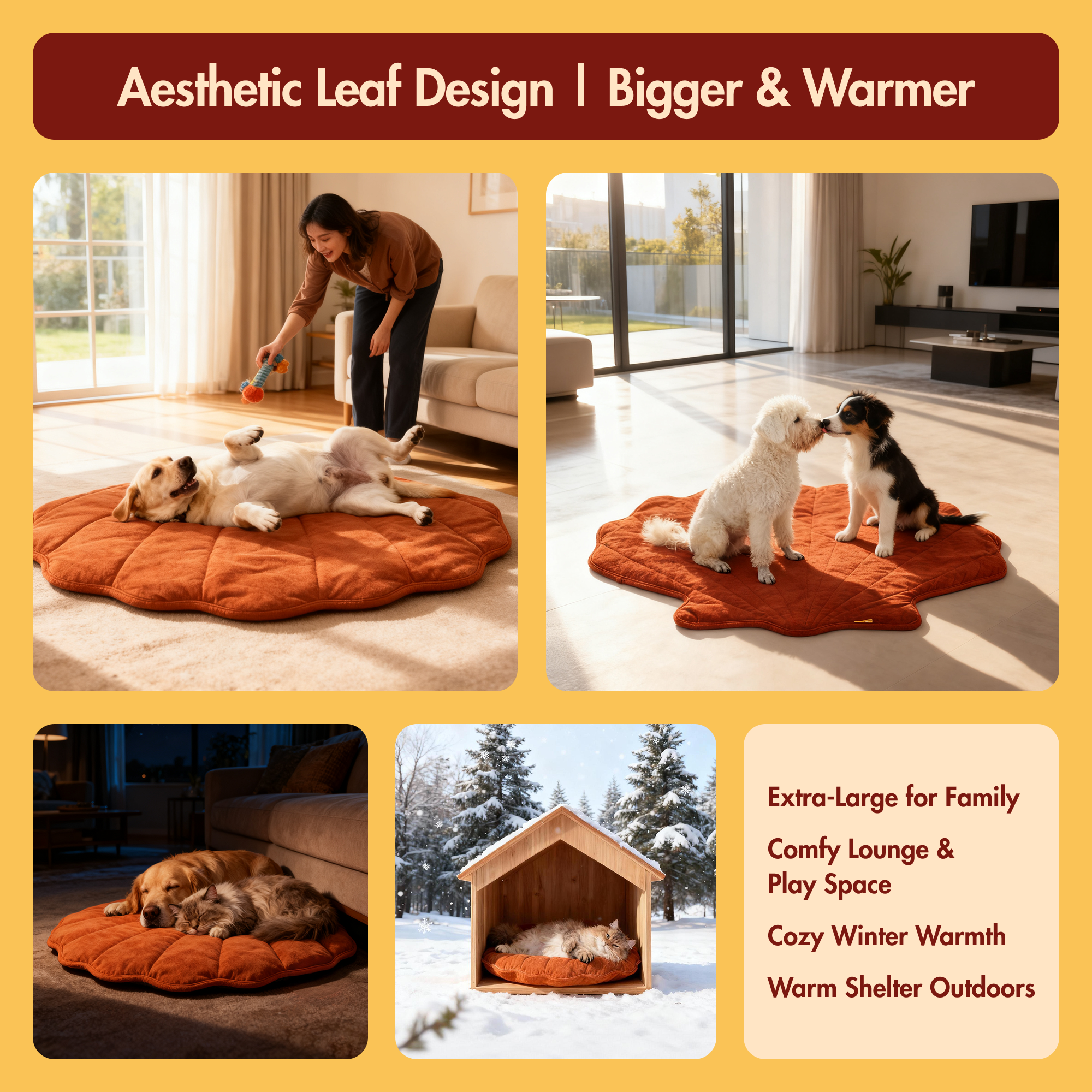 Maple Leaf-Shaped Pet Heating Mat