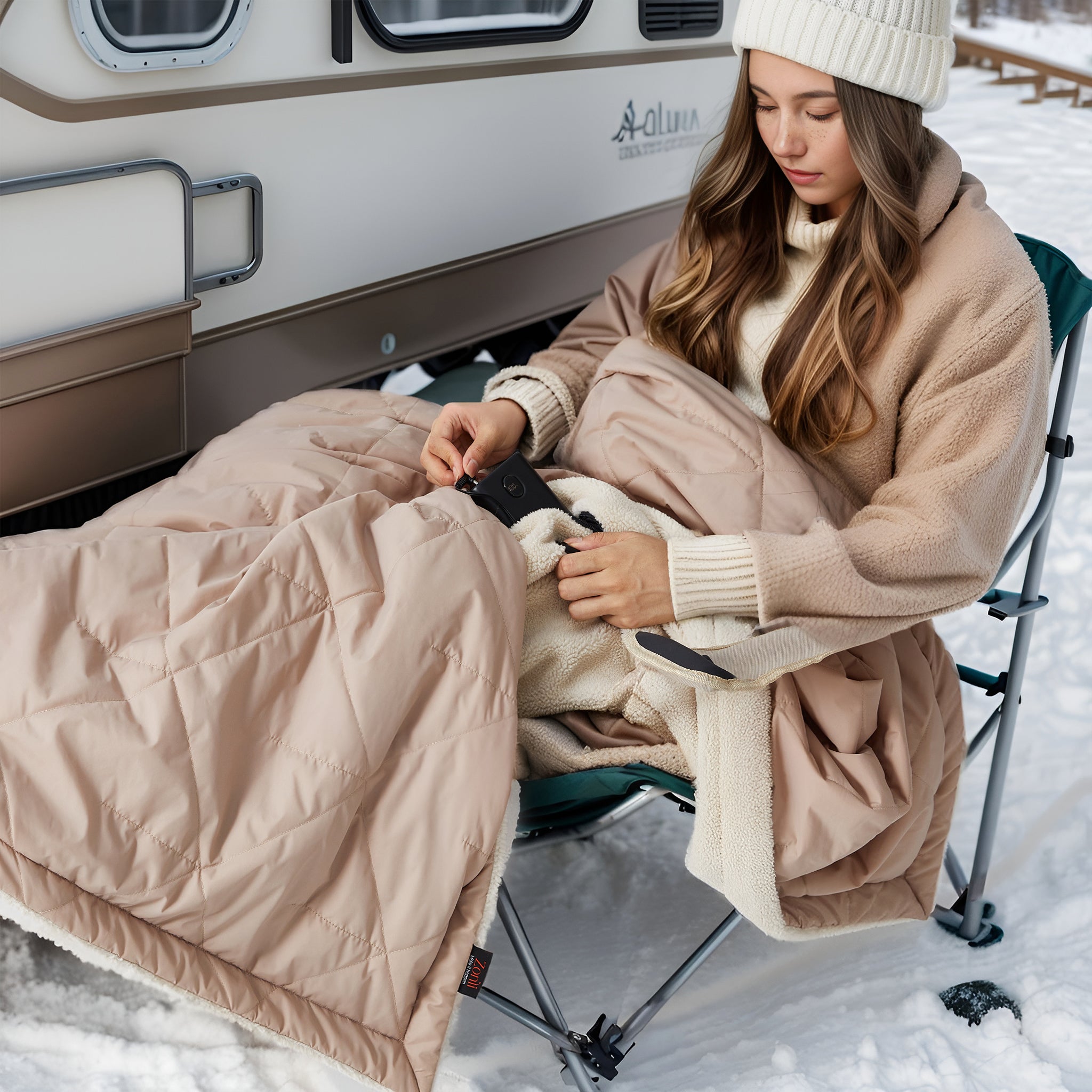 ZonLi Z-Walk Cocoon USB Battery Operated Heated Blanket, Wearable and  Portable Heated Blanket, 3 Heating Levels, 50 x 63(with 5K mAh Power  Bank)