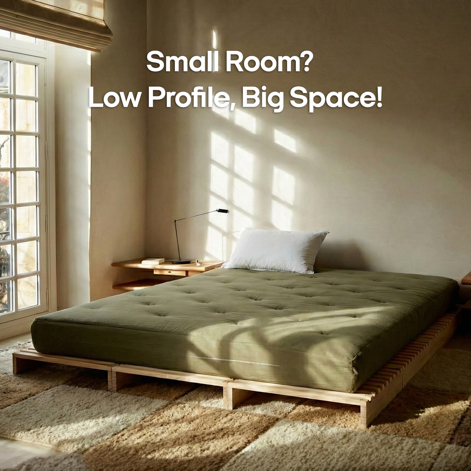 Natural Solid Wood Modular Bed Frame