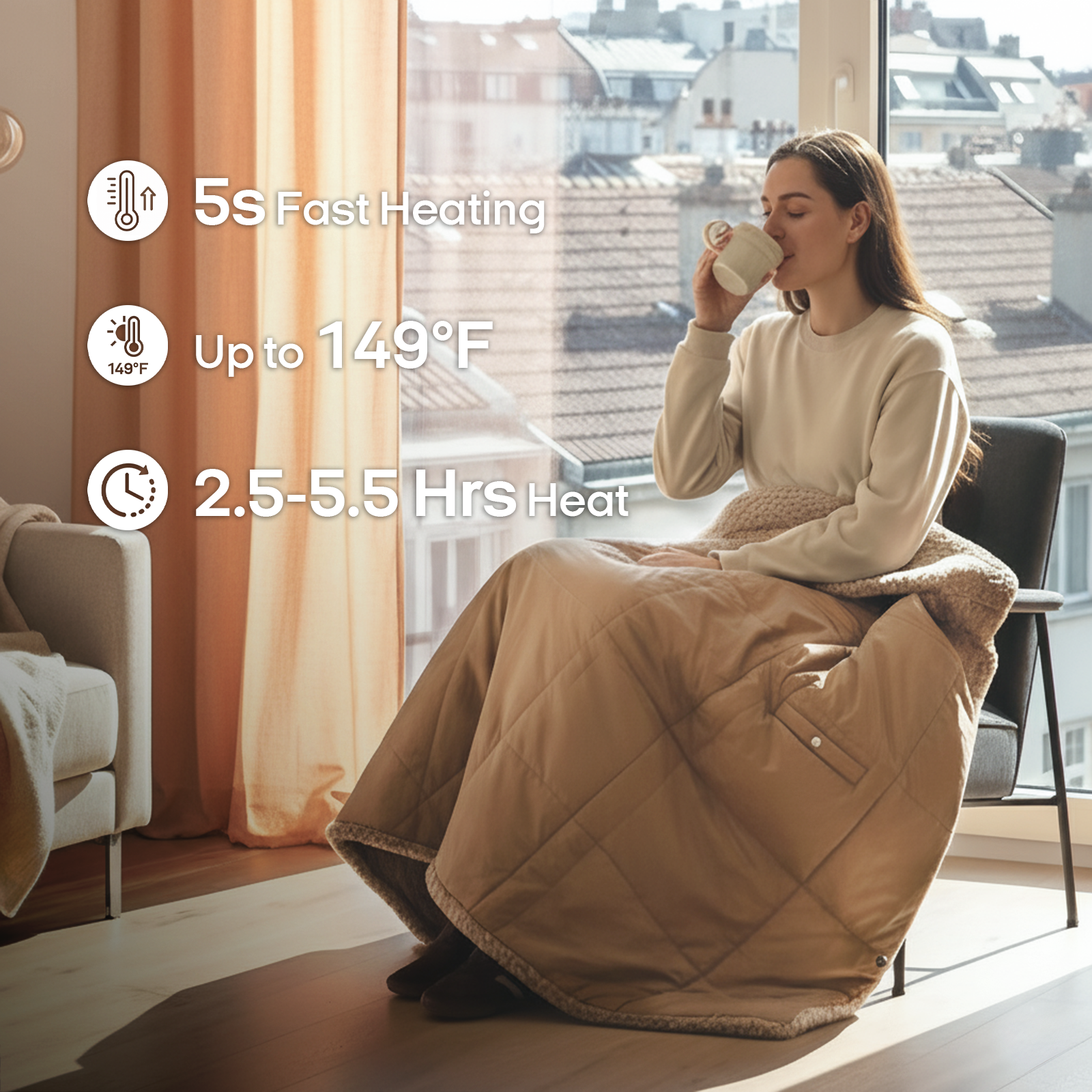 Wearable Battery Operated Heated Blanket Z-Style 9V