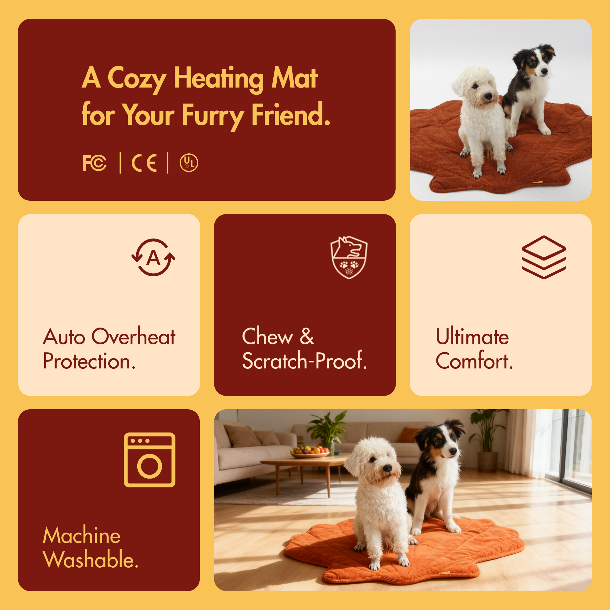 Maple Leaf-Shaped Pet Heating Mat