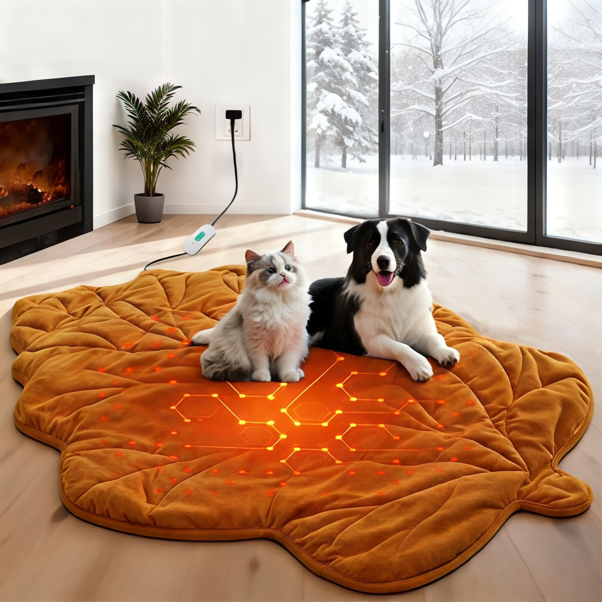 Maple Leaf-Shaped Pet Heating Mat