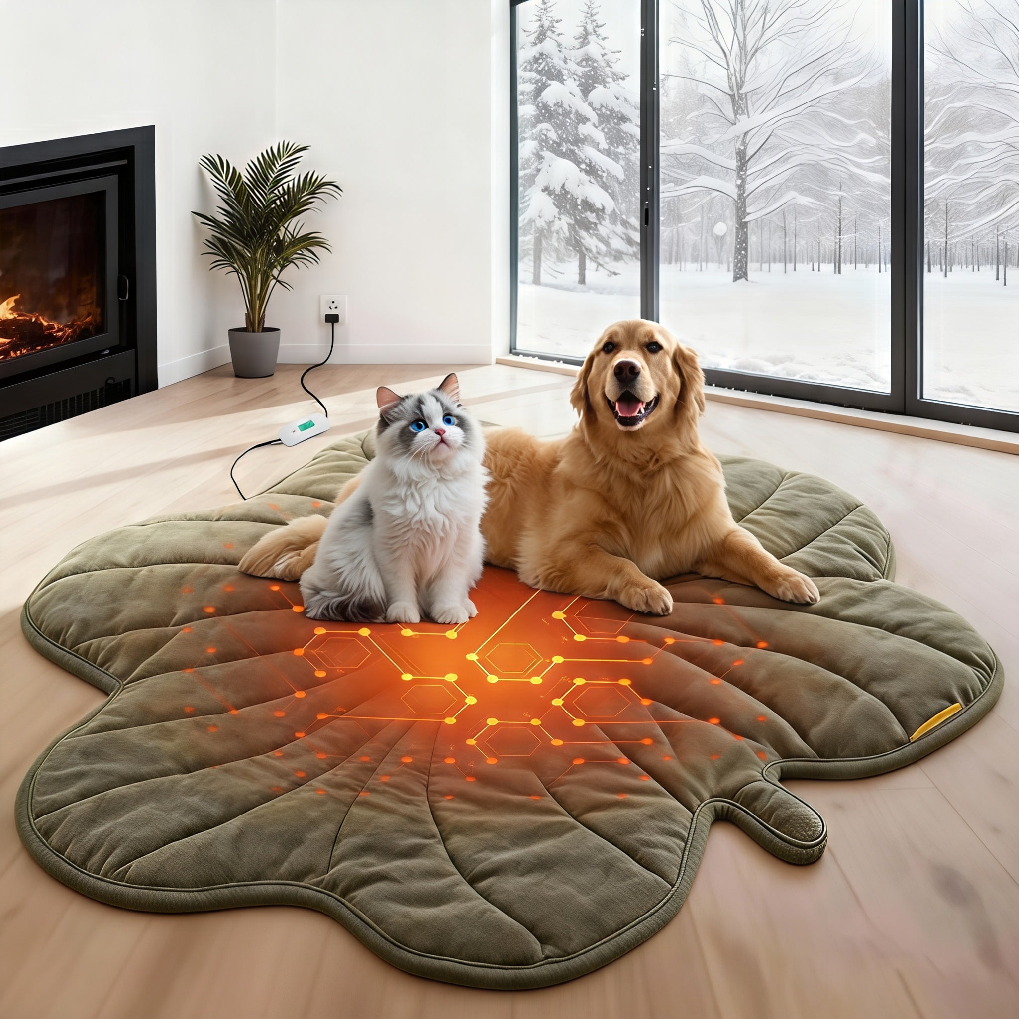 Maple Leaf-Shaped Pet Heating Mat