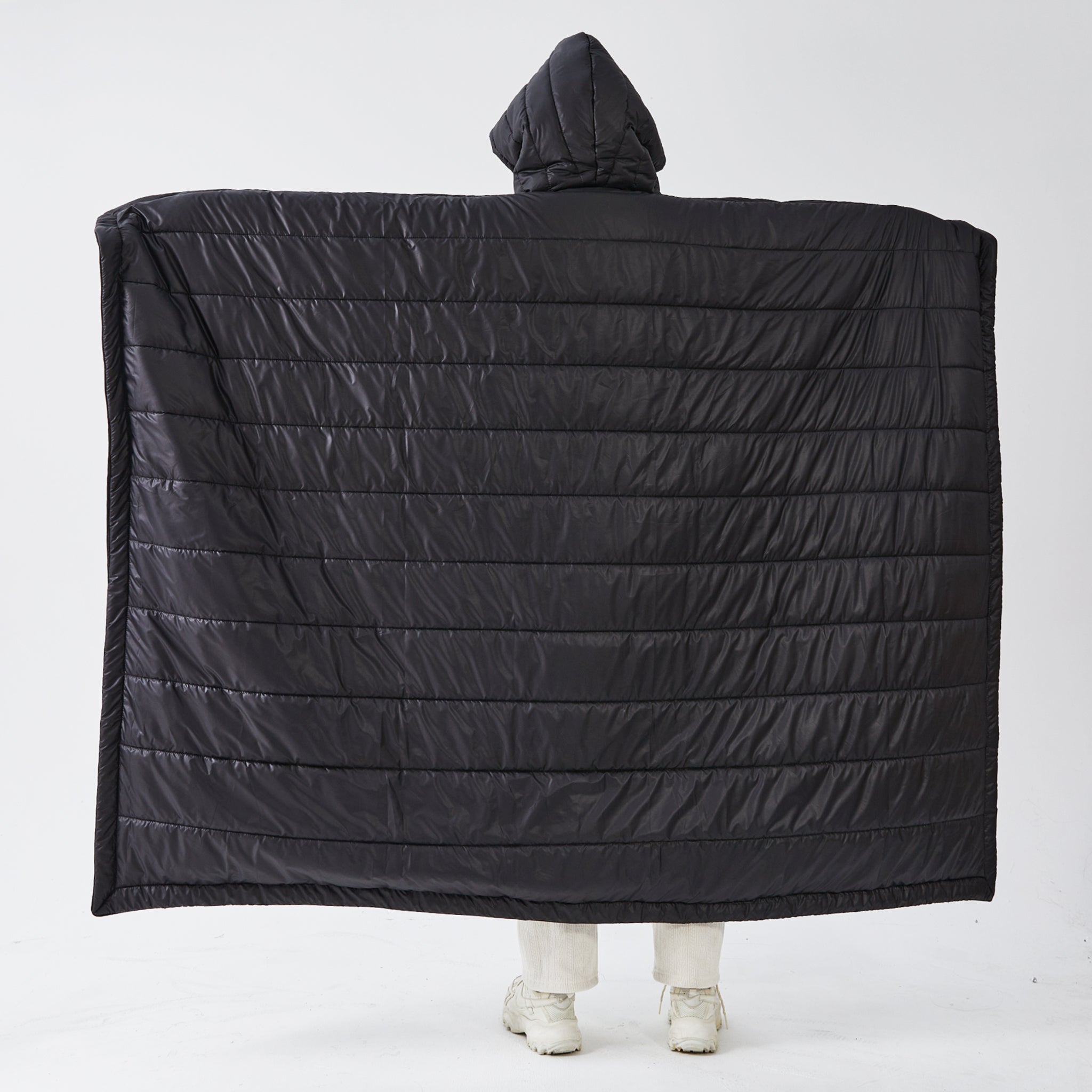 hooded battery heated blanket-black- 55