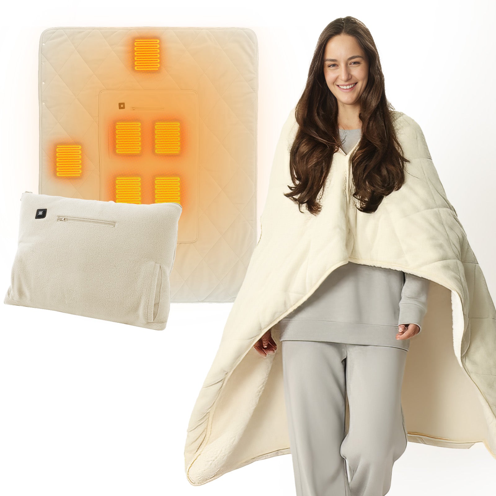 3-in-1 Battery Powered Heated Blanket- Z-Hug-7.4V
