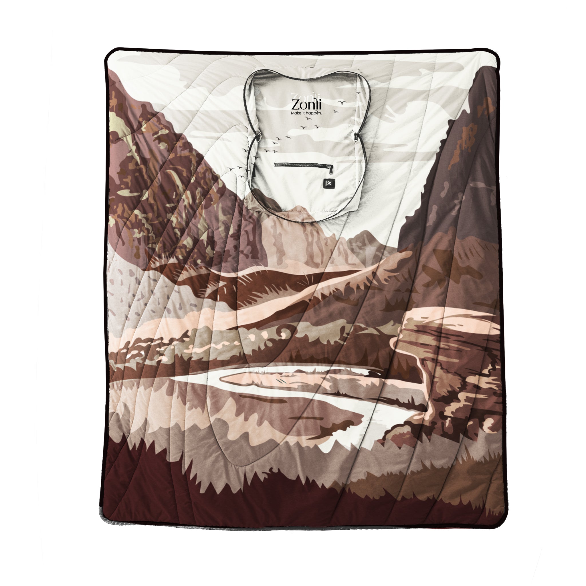 Colorful Battery Heated Blanket- Mountain and River