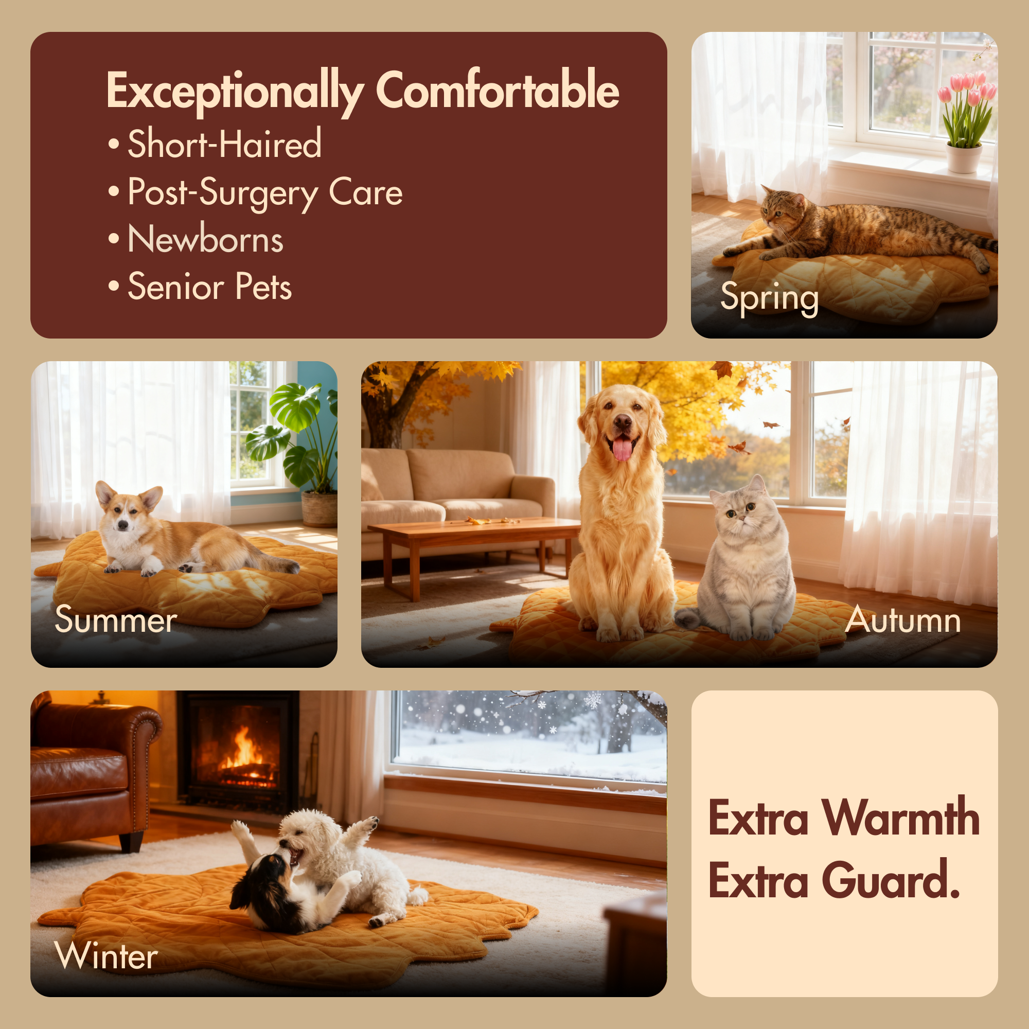 Maple Leaf-Shaped Pet Heating Mat