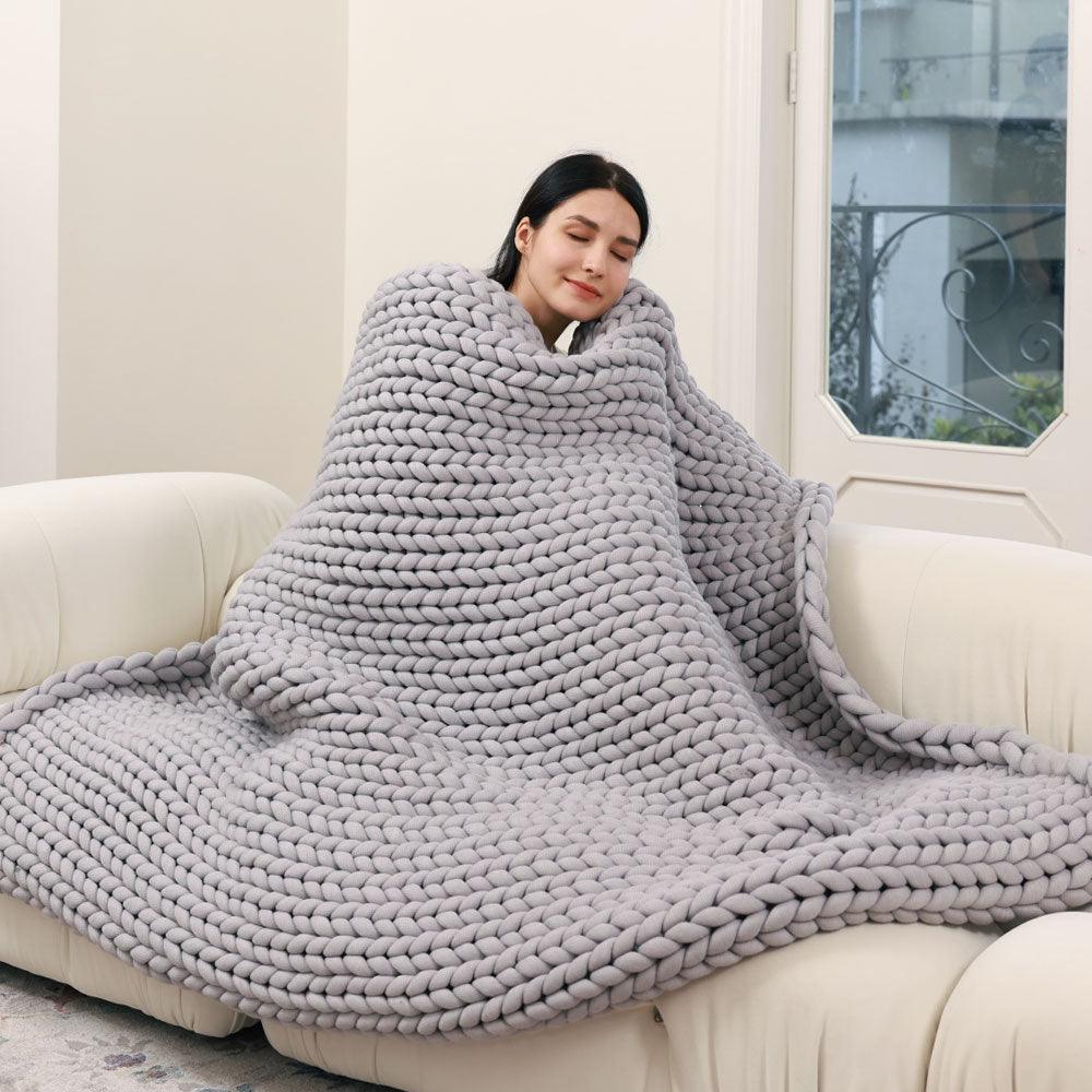 Grey Chunky Weighted Blanket ZonLi