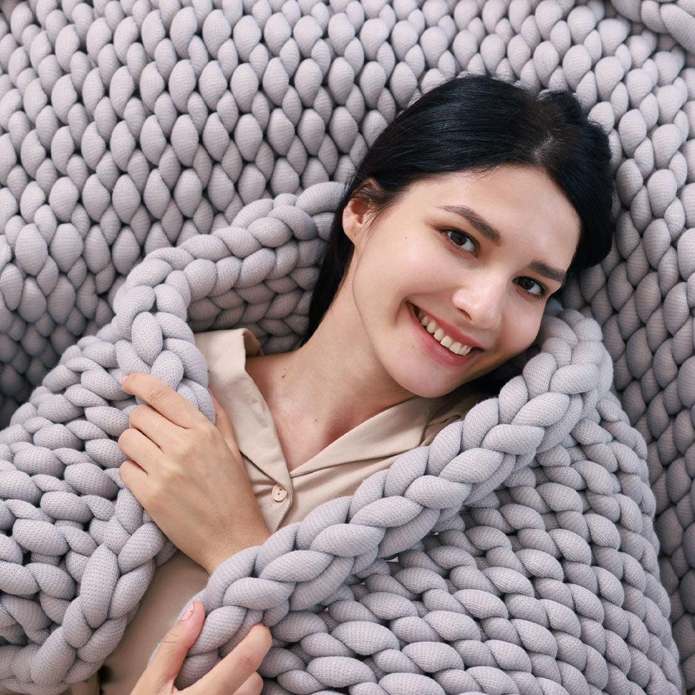 Grey Knit Chunky Weighted Blanket ZonLi