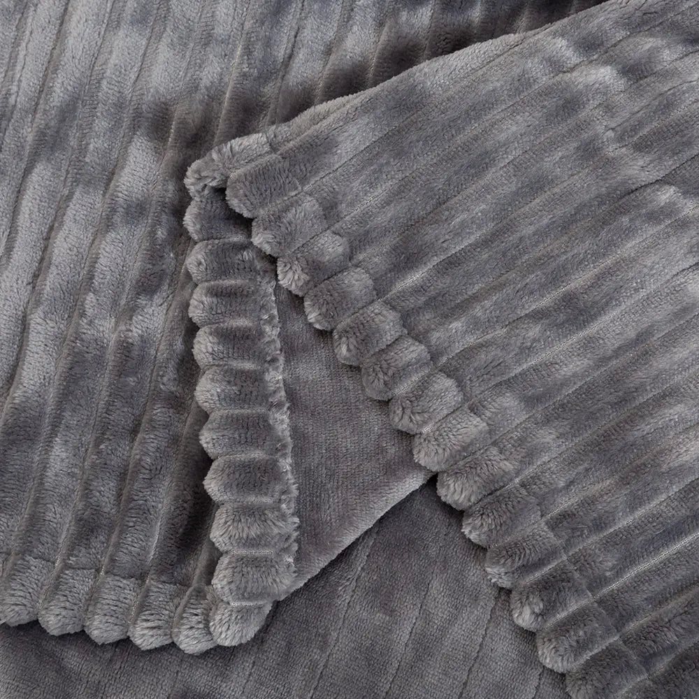 Soft Fleece-Heated Blanket- Grey- ZonLi