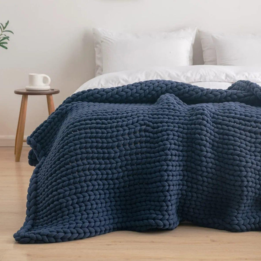 Chunky Knit Weighted Blankets Online Chunky cotton knit blanket Zonli