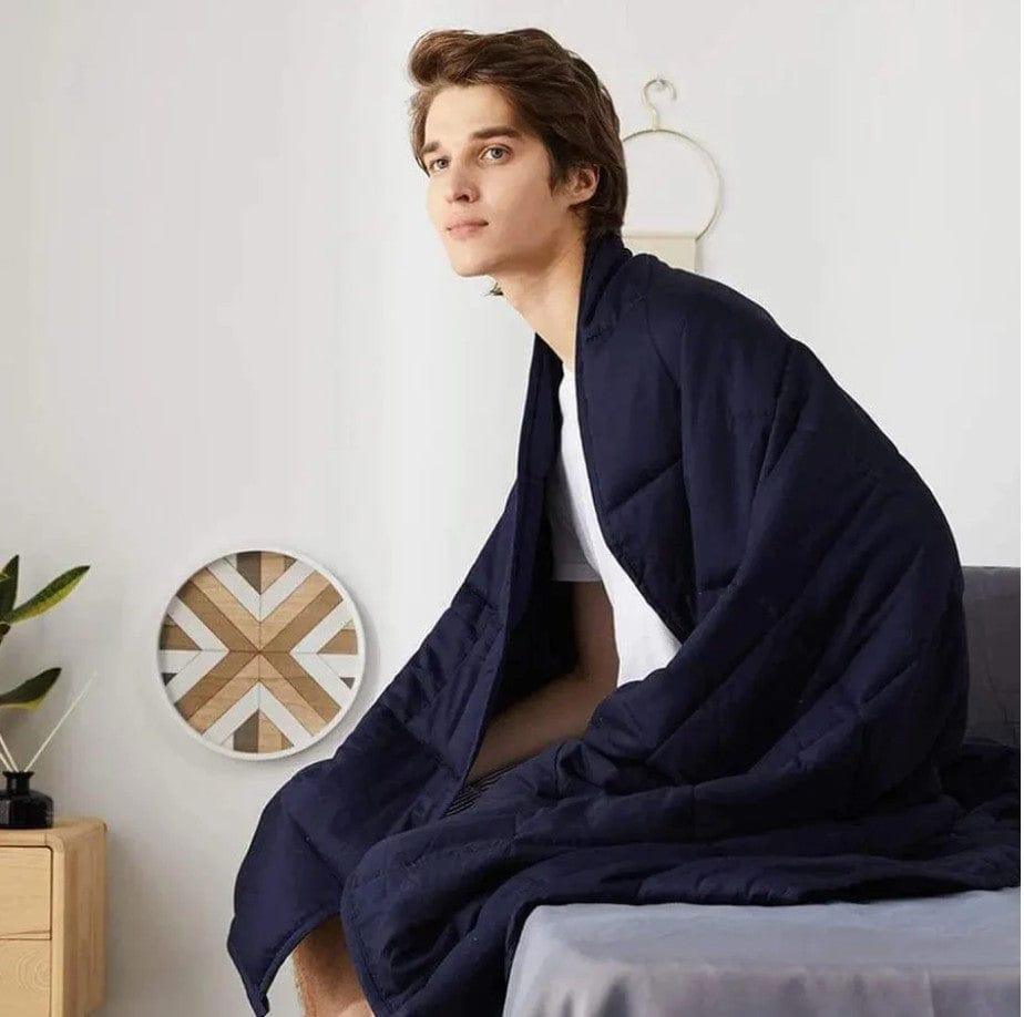 Premium Cotton Weighted Blanket- Grey| Navy Blue ZonLi