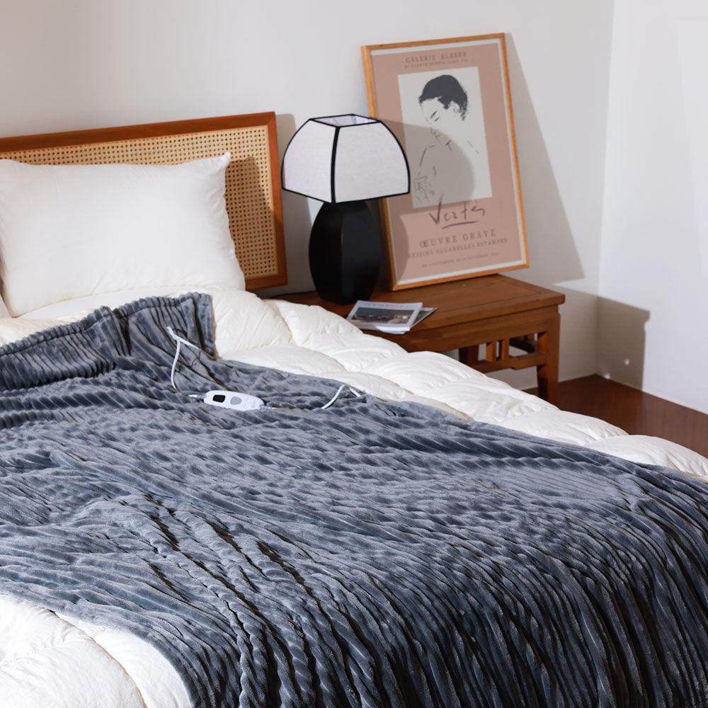 Soft Fleece-Heated Blanket- Grey- ZonLi